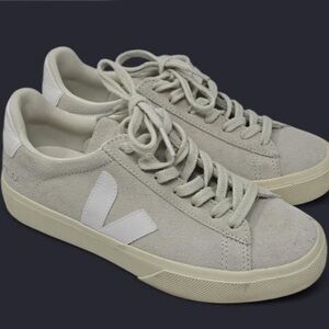 Veja Suede Sneakers in Light Gray and Cream